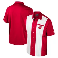 Chemise boutonnée de bowling rouge Colosseum pour homme, Wisconsin Badgers Strike