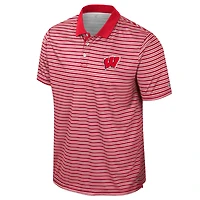 Men's Colosseum Red Wisconsin Badgers Striped Polo