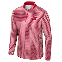 Haut rayé à glissière quart de tour pour homme Colosseum Red Wisconsin Badgers