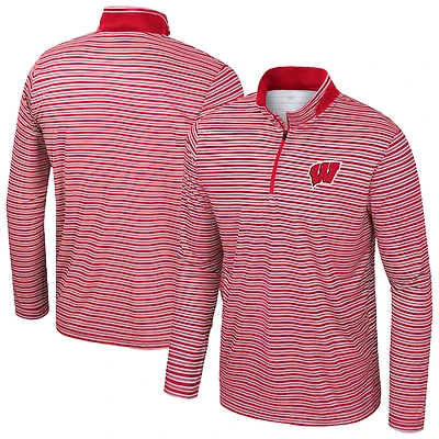 Haut rayé à glissière quart de tour pour homme Colosseum Red Wisconsin Badgers