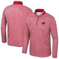 Haut rayé à glissière quart de tour pour homme Colosseum Red Wisconsin Badgers