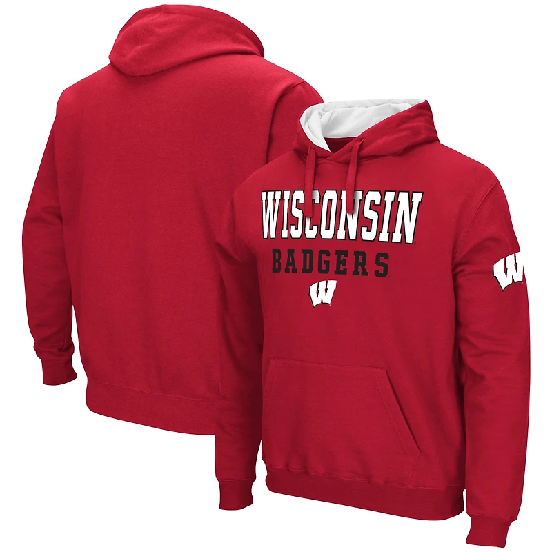 Men's Colosseum Red Wisconsin Badgers Sunrise Pullover Hoodie