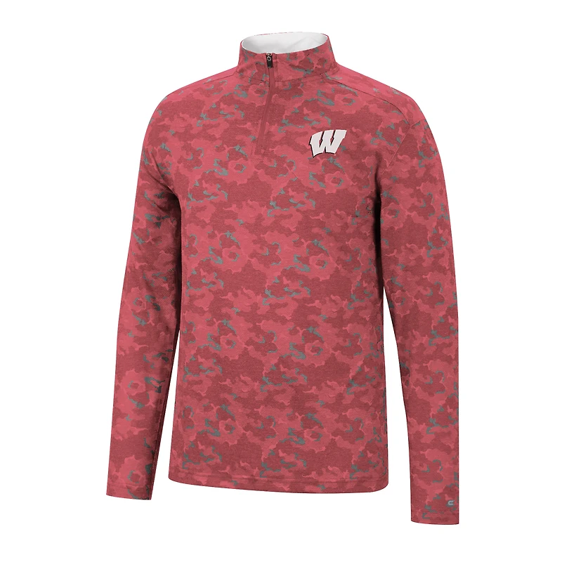 Men's Colosseum Red Wisconsin Badgers Tivo Quarter-Zip Jacket