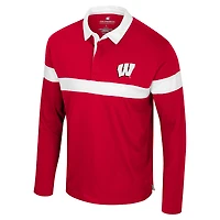 Polo à manches longues rouge Colosseum pour homme, motif Too Cool For School des Wisconsin Badgers