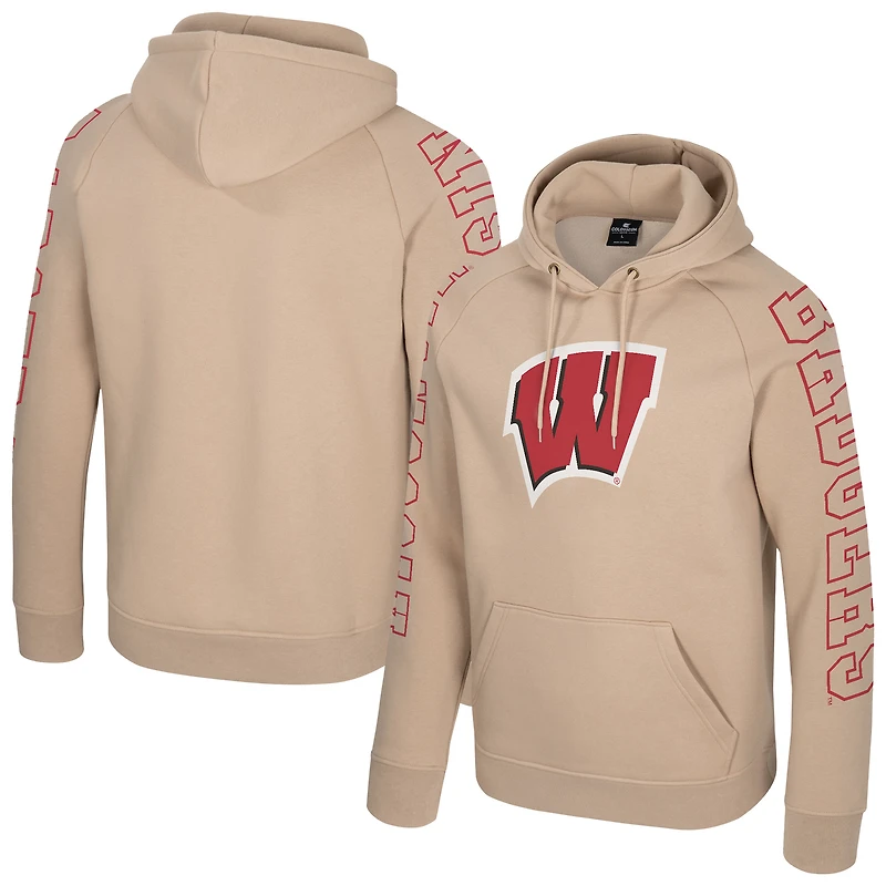 Sweat à capuche raglan Big Break pour homme Colosseum Tan Wisconsin Badgers