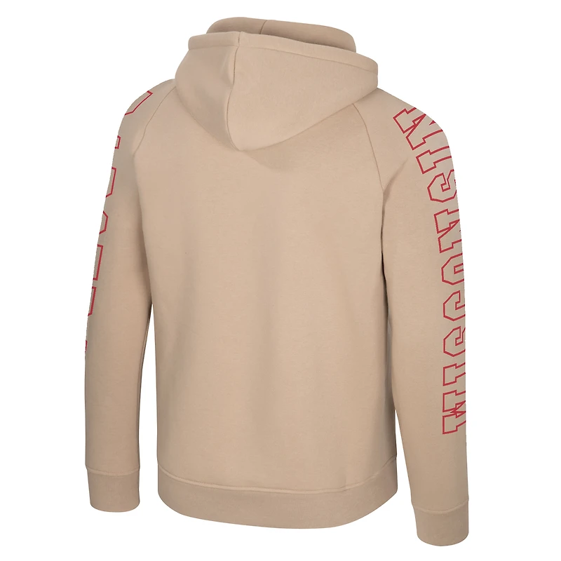 Sweat à capuche raglan Big Break pour homme Colosseum Tan Wisconsin Badgers