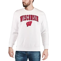 Men's Colosseum White Wisconsin Badgers Arch & Logo Crew Neck Sweatshirt