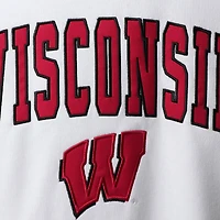 Men's Colosseum White Wisconsin Badgers Arch & Logo Crew Neck Sweatshirt