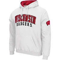 Men's Colosseum White Wisconsin Badgers Double Arch Pullover Hoodie