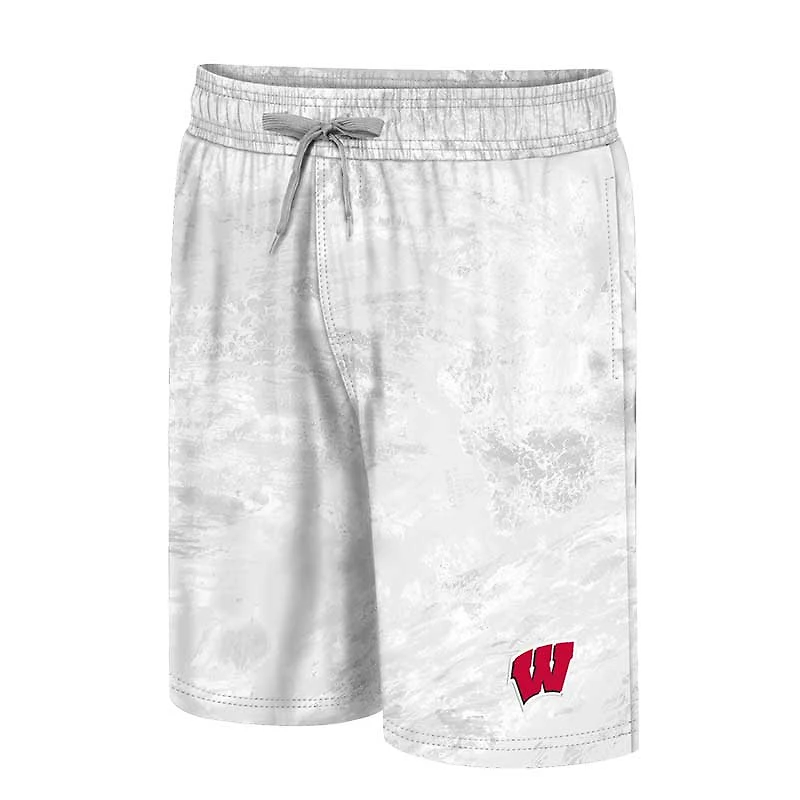 Colosseum White Wisconsin Badgers Realtree Aspect Ohana Short de bain pour homme
