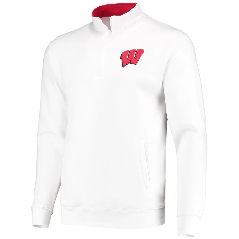 Men's Colosseum White Wisconsin Badgers Tortugas Logo Quarter-Zip Jacket