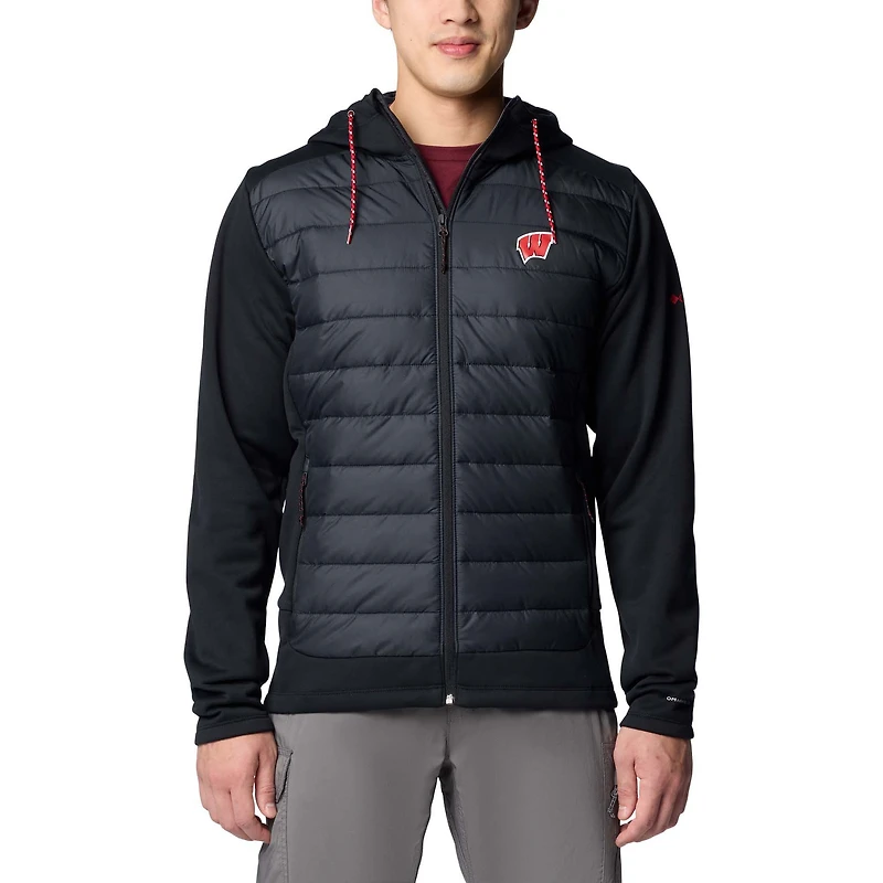 Men's Columbia Black Wisconsin Badgers Out-Shield Hybrid Full-Zip Hoodie Jacket