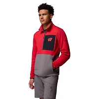 Pull Columbia rouge/gris Wisconsin Badgers Hike Omni-Wick demi-zip pour homme