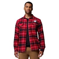 Men's Columbia  Red Wisconsin Badgers Flare Gun Omni-Wick Flannel Long Sleeve Button-Up Shirt