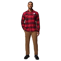 Men's Columbia  Red Wisconsin Badgers Flare Gun Omni-Wick Flannel Long Sleeve Button-Up Shirt