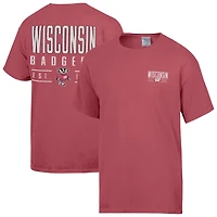 T-shirt rouge ComfortWash pour homme, motif grand nom des Wisconsin Badgers
