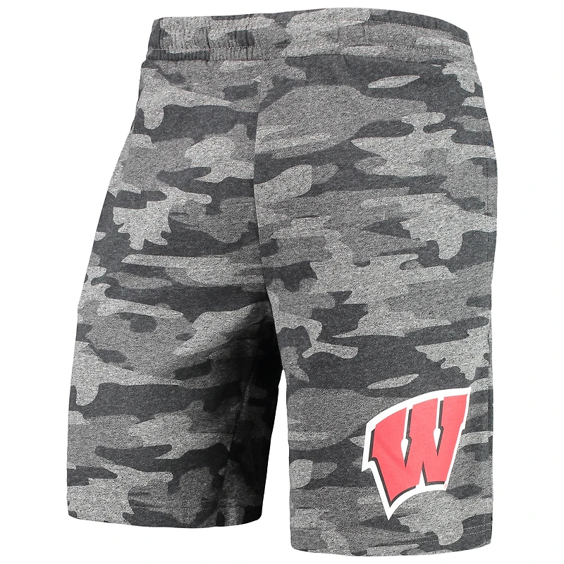 Concepts Sport - Short de survêtement Wisconsin Badgers Camo Backup Terry Jam pour homme, anthracite/gris