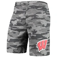 Concepts Sport - Short de survêtement Wisconsin Badgers Camo Backup Terry Jam pour homme, anthracite/gris