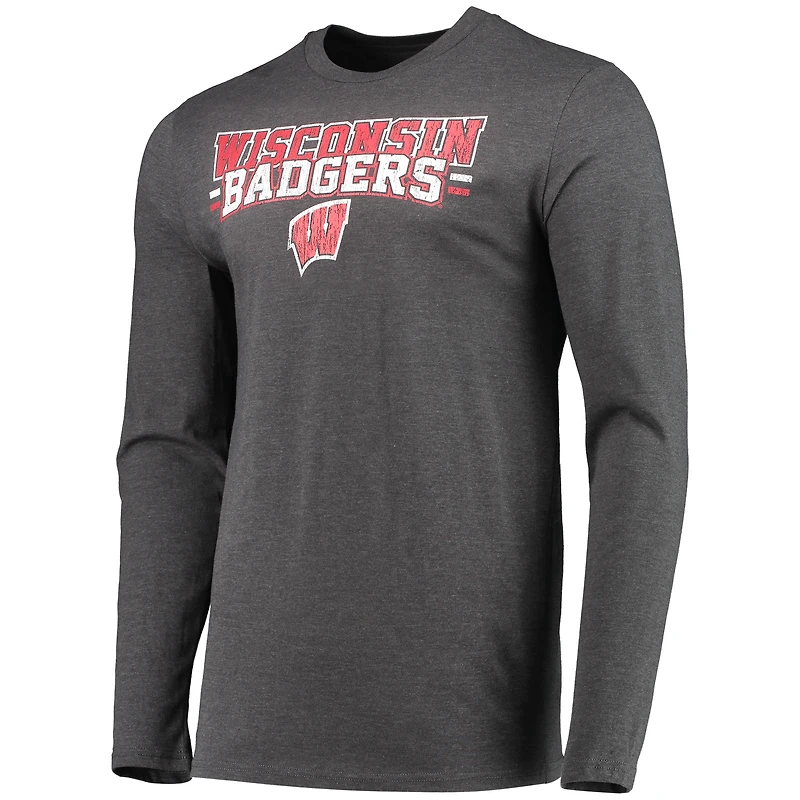 Men's Concepts Sport Red/Heathered Charcoal Wisconsin Badgers Meter Long Sleeve Top & Pants Sleep Set
