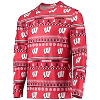 Men's Concepts Sport Red Wisconsin Badgers Ugly Sweater Long Sleeve Top and Pants Sleep Set