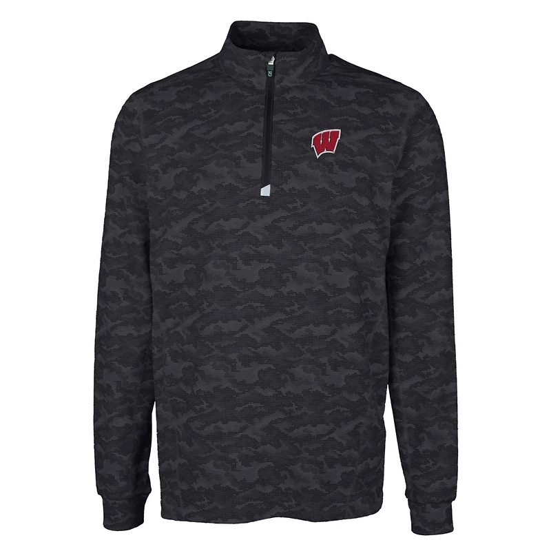 Pull-over extensible à imprimé camouflage Traverse pour homme, coupeur et buck, noir, Wisconsin Badgers, grandes tailles