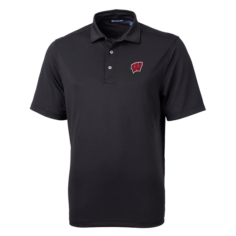 Polo en piqué écologique recyclé pour homme, couleur noire, de l'équipe Wisconsin Badgers, grande taille, Cutter & Buck
