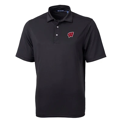 Polo en piqué écologique recyclé pour homme, couleur noire, de l'équipe Wisconsin Badgers, grande taille, Cutter & Buck