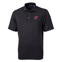 Men's Cutter & Buck Black Wisconsin Badgers Big Tall Virtue Eco Pique Recycled Polo
