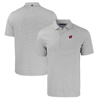 Polo extensible recyclé à double rayure Forge Eco pour homme, gris/blanc, des Wisconsin Badgers, de taille grande et