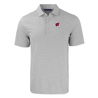 Polo extensible recyclé à double rayure Forge Eco pour homme, gris/blanc, des Wisconsin Badgers, de taille grande et