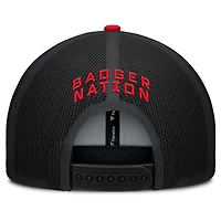 Casquette de camionneur ajustable Fanatics noire/rouge Wisconsin Badgers Adapt pour homme