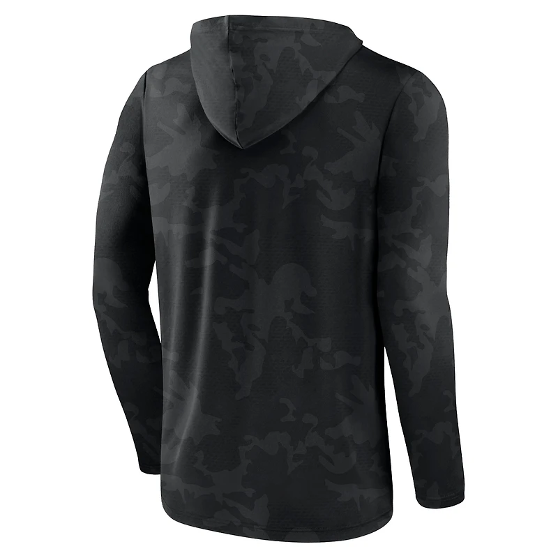 T-shirt à manches longues capuche camouflage noir Wisconsin Badgers de Fanatics pour homme