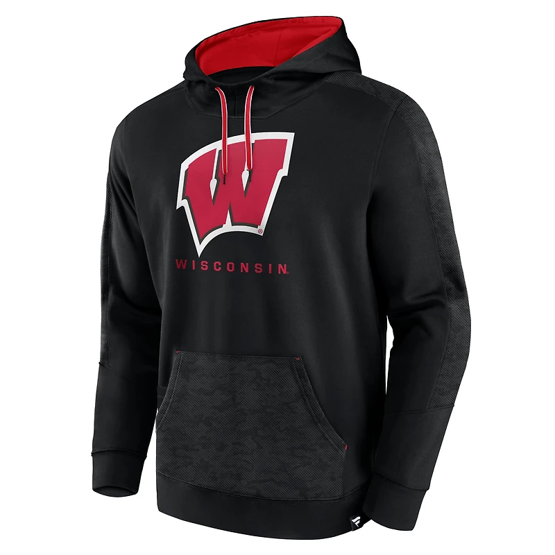 Men's Fanatics Black Wisconsin Badgers Defender Pullover Hoodie