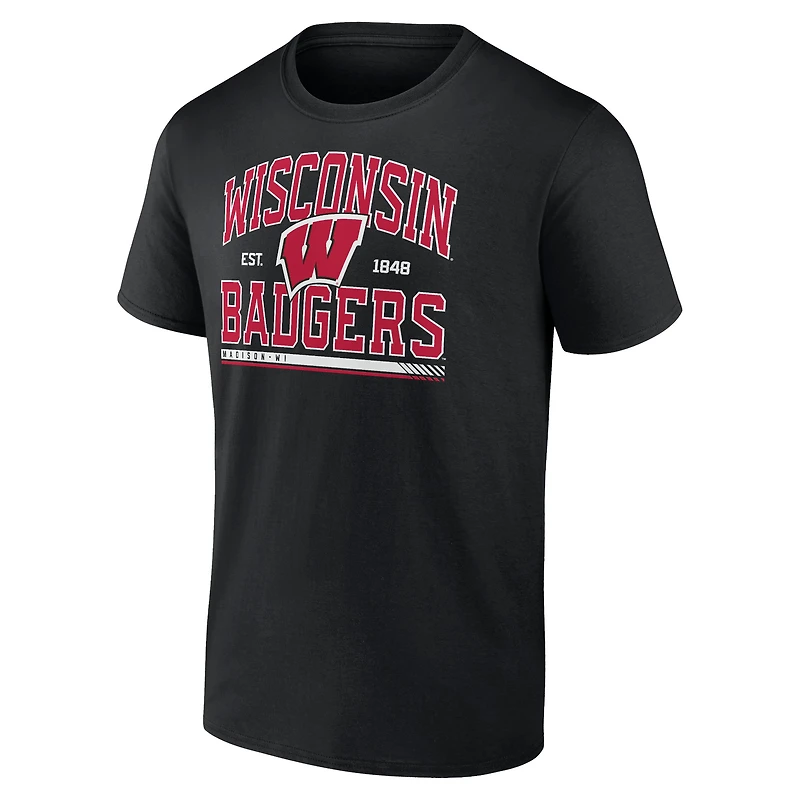 T-shirt moderne Stack Fanatics pour hommes, noir, Wisconsin Badgers