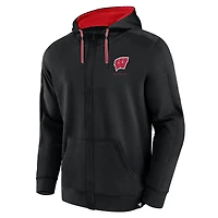 Sweat à capuche entièrement zippé Fanatics pour hommes, noir, Wisconsin Badgers Power Index