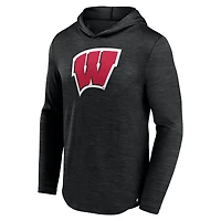 T-shirt à capuche de transition Fanatics Heather Black Wisconsin Badgers pour hommes