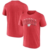 T-shirt Fanatics Heather Red Wisconsin Badgers Outline Split pour homme