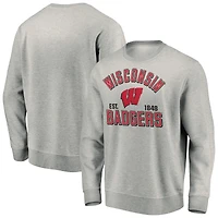 Men's Fanatics Heathered Gray Wisconsin Badgers Standard Division Pullover Sweatshirt
