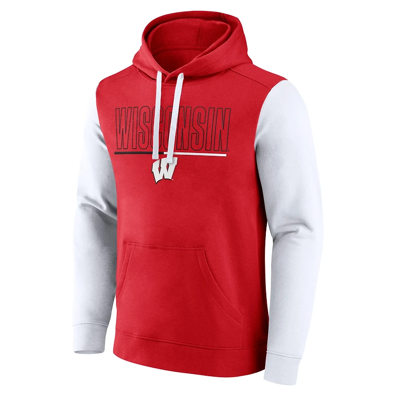 Sweat à capuche rouge/blanc Wisconsin Badgers Outline pour hommes Fanatics