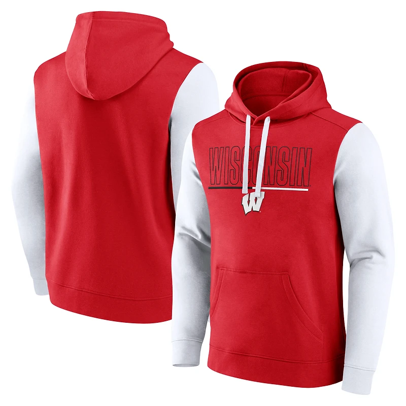 Sweat à capuche rouge/blanc Wisconsin Badgers Outline pour hommes Fanatics