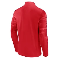 Haut à quart de zip Fanatics rouge/blanc Wisconsin Badgers Ringer pour hommes