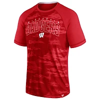 T-shirt raglan rouge Wisconsin Badgers Arch Outline Fanatics pour hommes