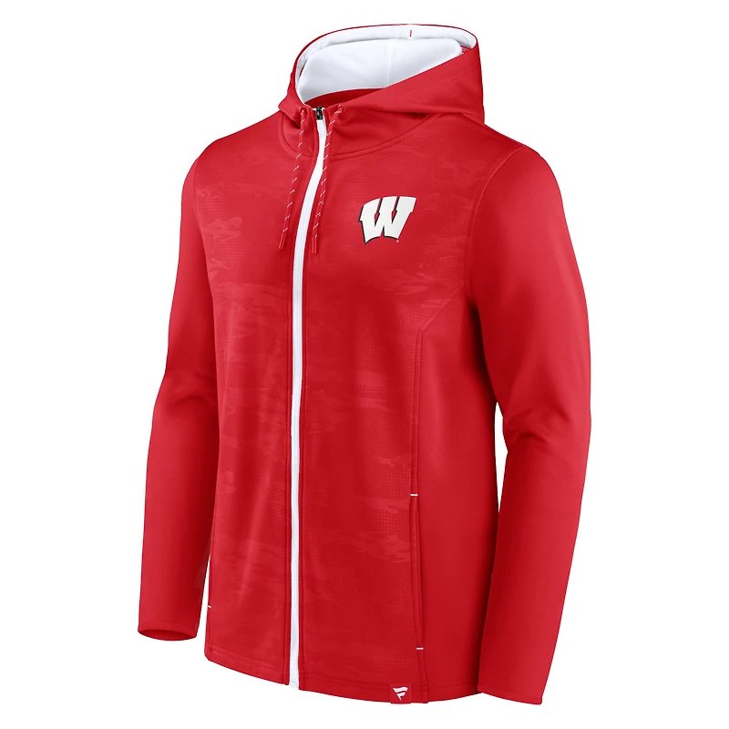 Men's Fanatics Red Wisconsin Badgers Ball Carrier Full-Zip Hoodie