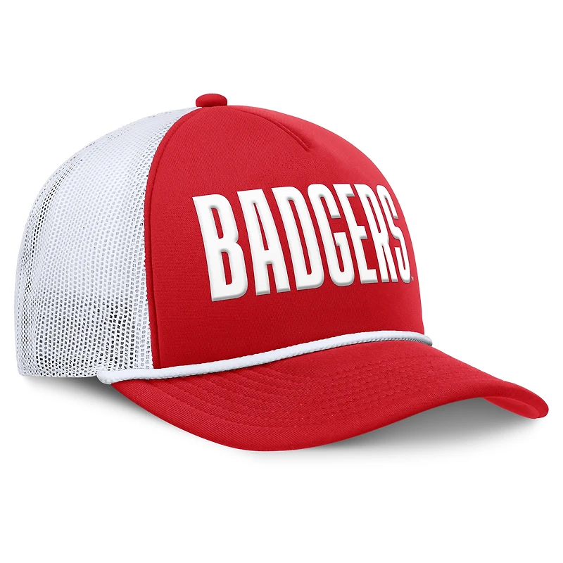 Casquette de camionneur ajustable en mousse rouge des Wisconsin Badgers pour hommes Fanatics