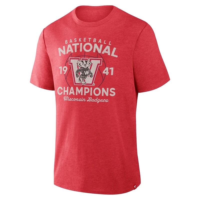 T-shirt rouge à trois mélanges Dynamic Showdown pour hommes de Fanatics Wisconsin Badgers