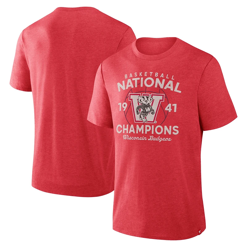T-shirt rouge à trois mélanges Dynamic Showdown pour hommes de Fanatics Wisconsin Badgers