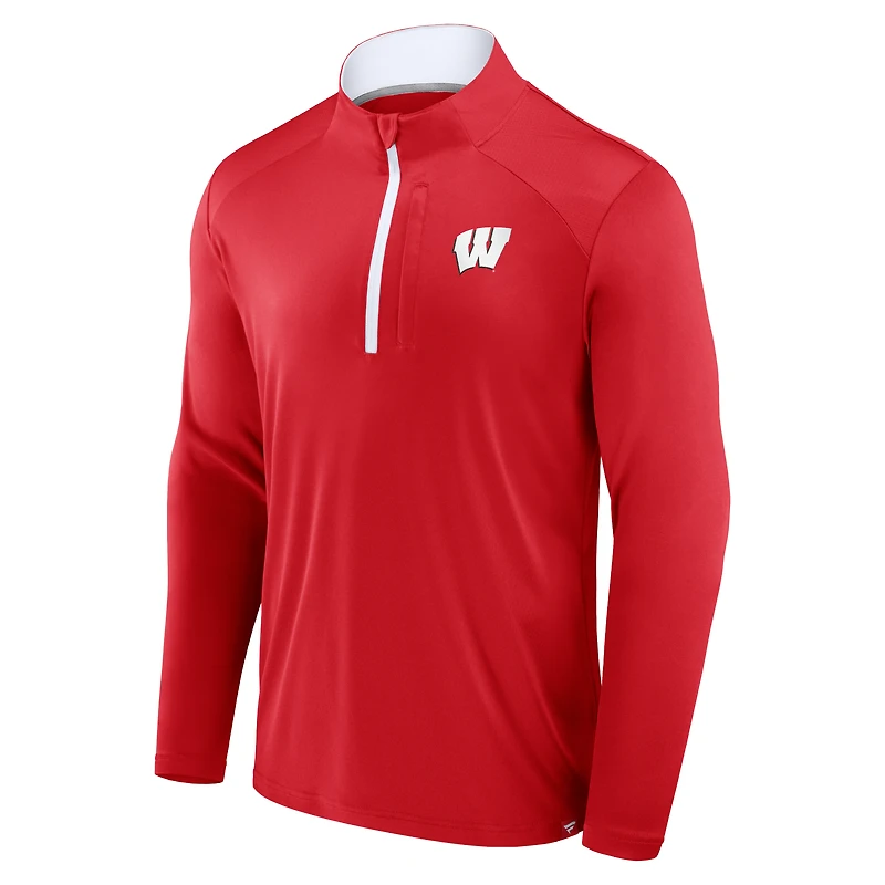Veste zippée à quart de tour Fundamental Defender pour homme Fanatics Red Wisconsin Badgers