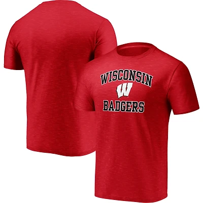Men's Fanatics Red Wisconsin Badgers Heart and Soul Space-Dye T-Shirt