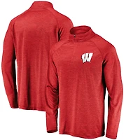 Haut léger rayé à quart de zip raglan Fanatics Red Wisconsin Badgers pour hommes