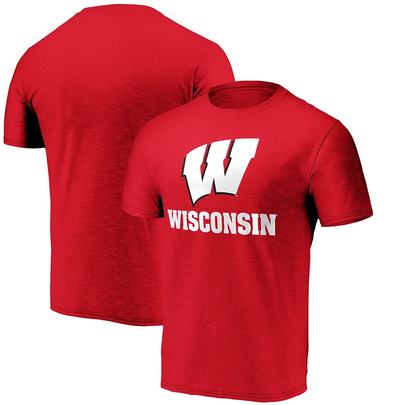 T-shirt Fanatics rouge Wisconsin Badgers Lockup Space-Dye pour homme